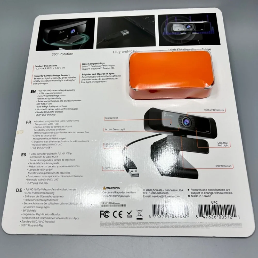J5 Create USB HD Webcam - Sealed